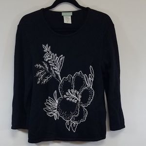 220 Hickory | Black beaded sweater | size M